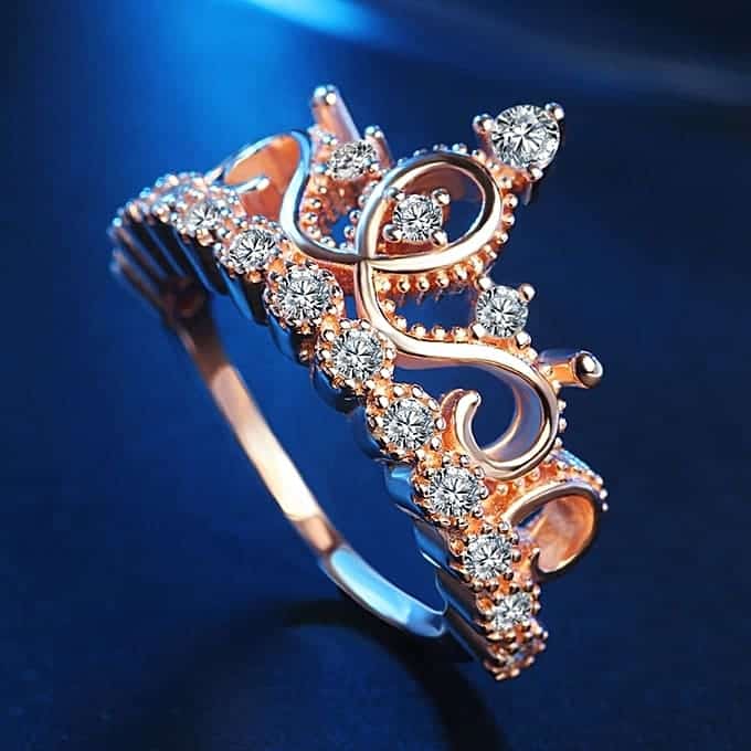 Sterling Silver CZ Princess Crown Ring Size 8