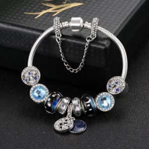 Fashion Ethnic Style Boho Blue Sky Star Moon Bead Bracelets 18cm - BLGT