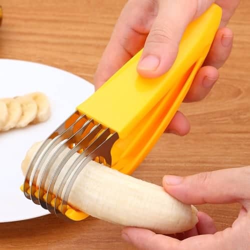 Thren Banana Slicer for Kitchen Tools Fruit Salad Peeler Cutter Kids Vegetable Chopper Banana Cucumber Sausage Slicer Cutter Kitchen Handy Tool