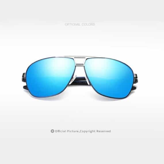 Men Fashion Uv400 Aluminium Magnesium Alloy Frame Polarized Sunglasses Silver Blue Blgt 2498