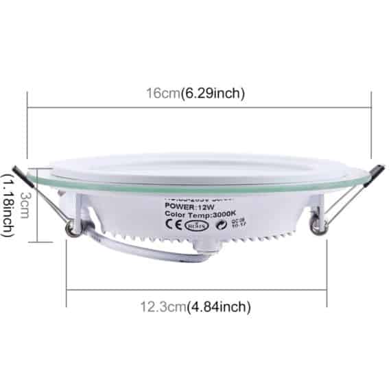 12W 16cm Round Glass Panel Light Lamp with LED Driver BLGT