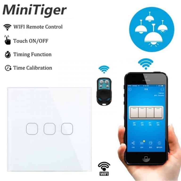 Minitiger EU Smart Home Wifi Wall Light Touch Switch 2 Gang WiFi/433 RF