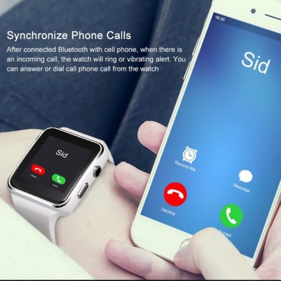 x6 smart watch with camera touch screen support