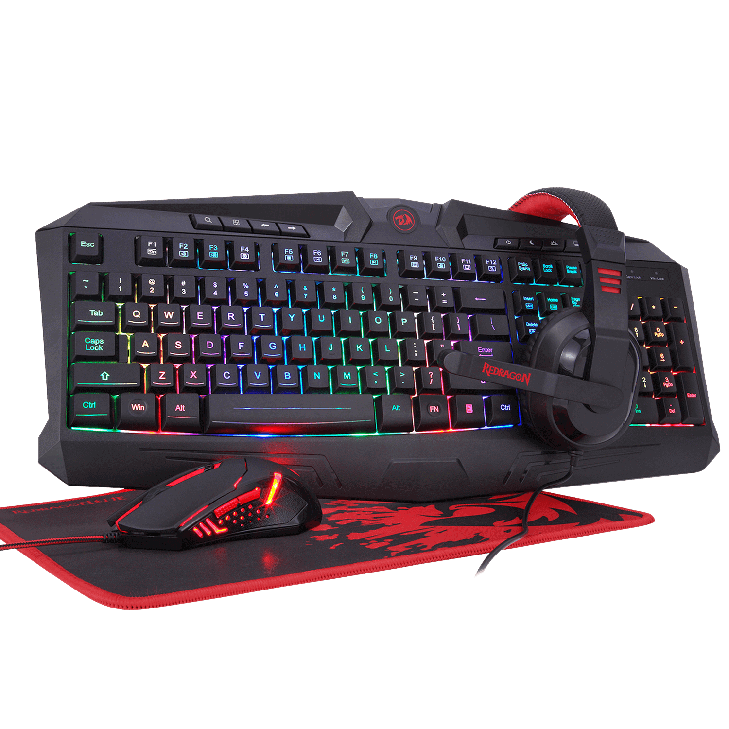 Redragon S101 Wired RGB Backlit Gaming Keyboard and Mouse, Gaming Mouse  Pad, Gaming Headset Combo All in 1 Gamer Bundle for - Micro Center