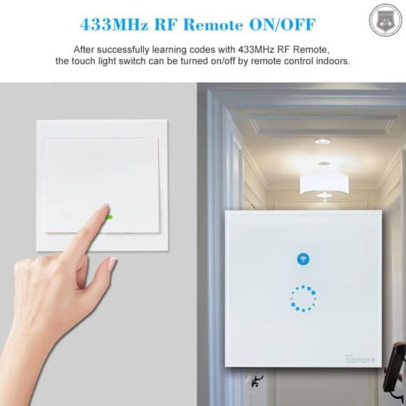 SONOFF T1 EU AC90V-250V 600W Smart WIFI Wall Touch Light Switch 1 Gang ...