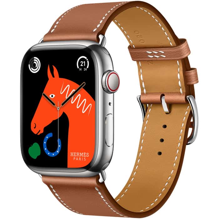 Buy Apple Watch Hermès Series 9 GPS + Cellular, 45mm Silver Stainless Steel  Case with Noir Bridon Single Tour - Apple